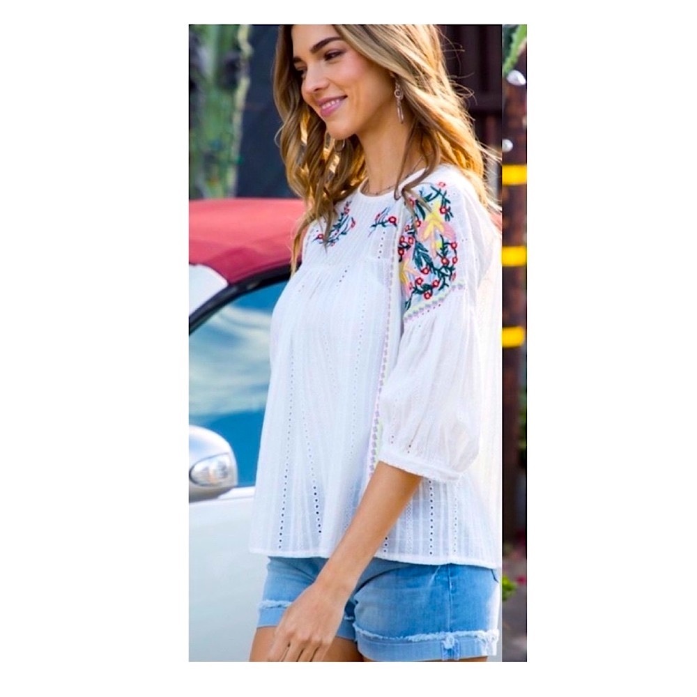 #140 ⭐️ClosetClearOut🍭 Embroidered Beautiful Playful Top - Picture 3 of 15